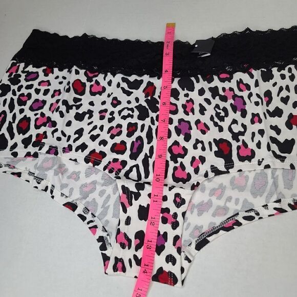 3X 22W 24W Torrid Boyshort White Cotton Panty Pink Leopard Black Lace Mid Rise - Picture 3 of 5